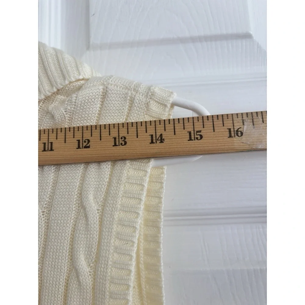Calvin‎ Klein Ivory Sleeveless Cable knit Sweater Dress Large Shawl Collar NEW